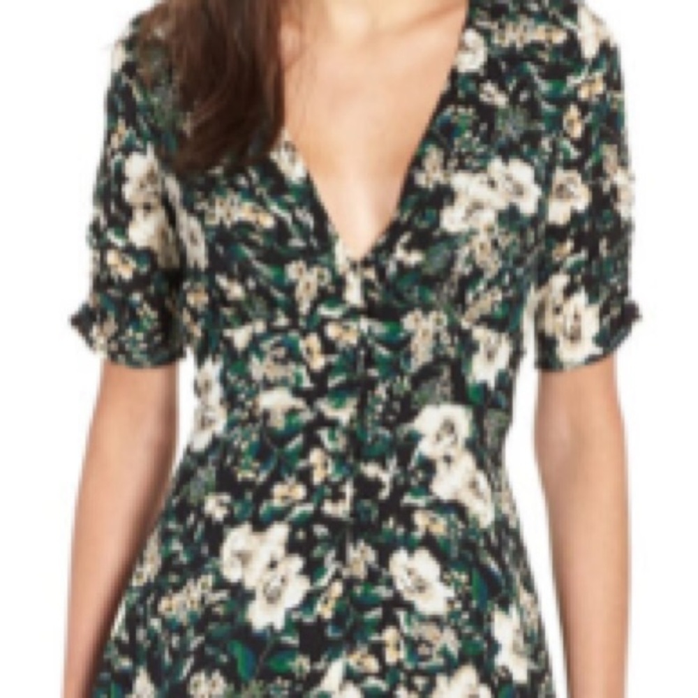 Astr Black and Green Floral Midi Dress